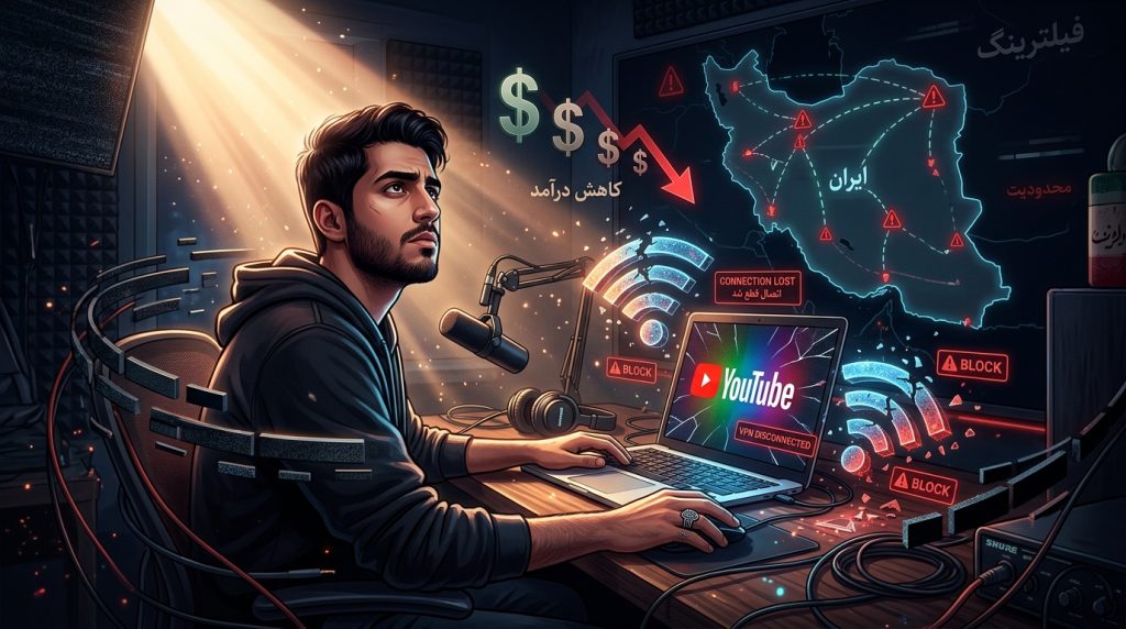 درآمد یوتیوبرهای ایرانی ۸۰٪ سقوط کرد! آمار تکان‌دهنده قطعی اینترنت در ۲۰۲۶