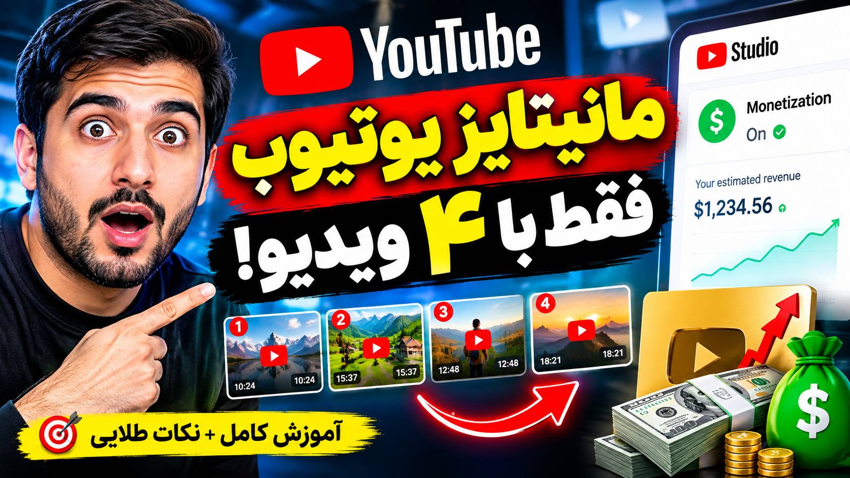 مانیتایز یوتیوب با ۴ ویدیو